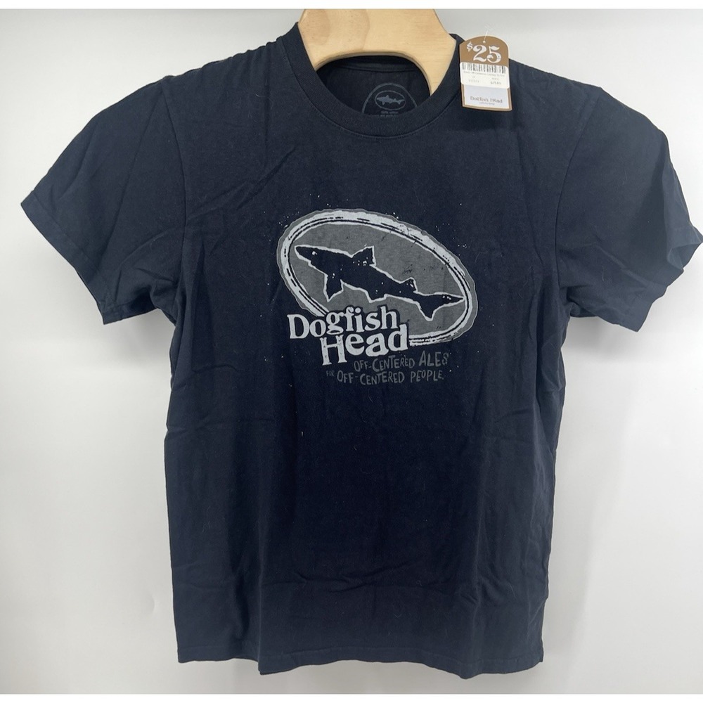Dogfish Head Off Centered Lockup T Shirt Mens Medium Black Gray White New USA